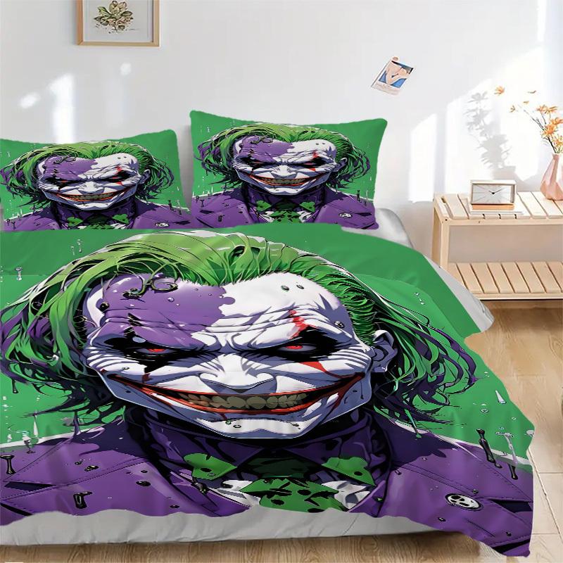 3pcs Joker Clown Bedding Set, Duvet Cover and Pillowcases Machine Washable Seasons all suitable, Design for Bedroom (No Filling)327