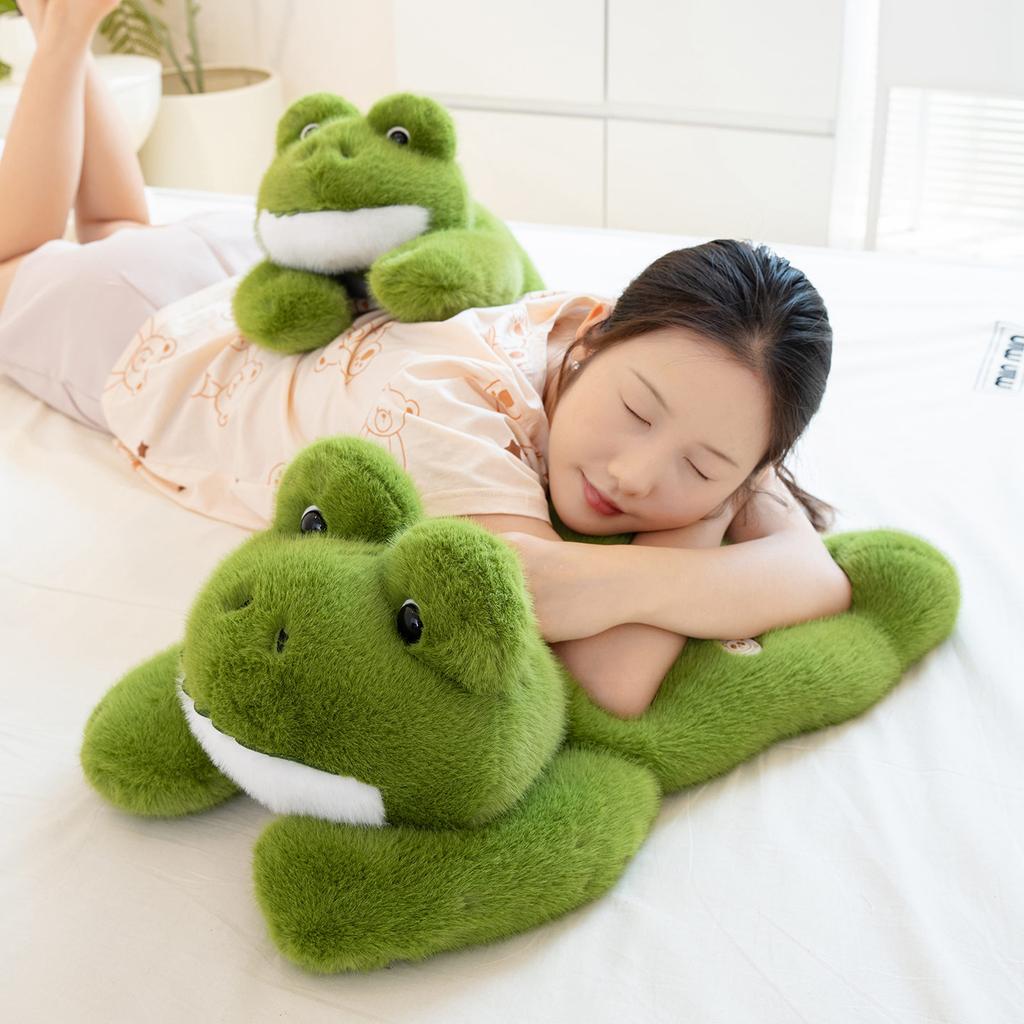Prone Position Green Turtle Frog Animals Plush Toys Simulation  Kawaii Cartoon Soft Dolls Birthday Valentine's Day Gifts Kids