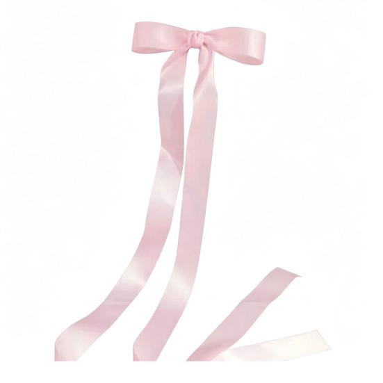 Hair Band for Women, Matte Satin Ribbon Hair Clip with Strong Elastic Clamp, Flowing Bow for Travel Photography Daily Wear розовый