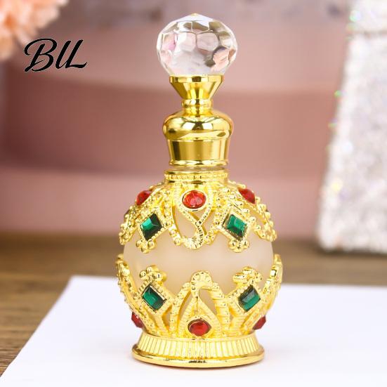 Essential Oil Glass Bottle 15ML Vintage Luxury Refillable Perfume Bottle, & Fragrance Leakproof Dubai Arabian Style Empty Container for Travel
