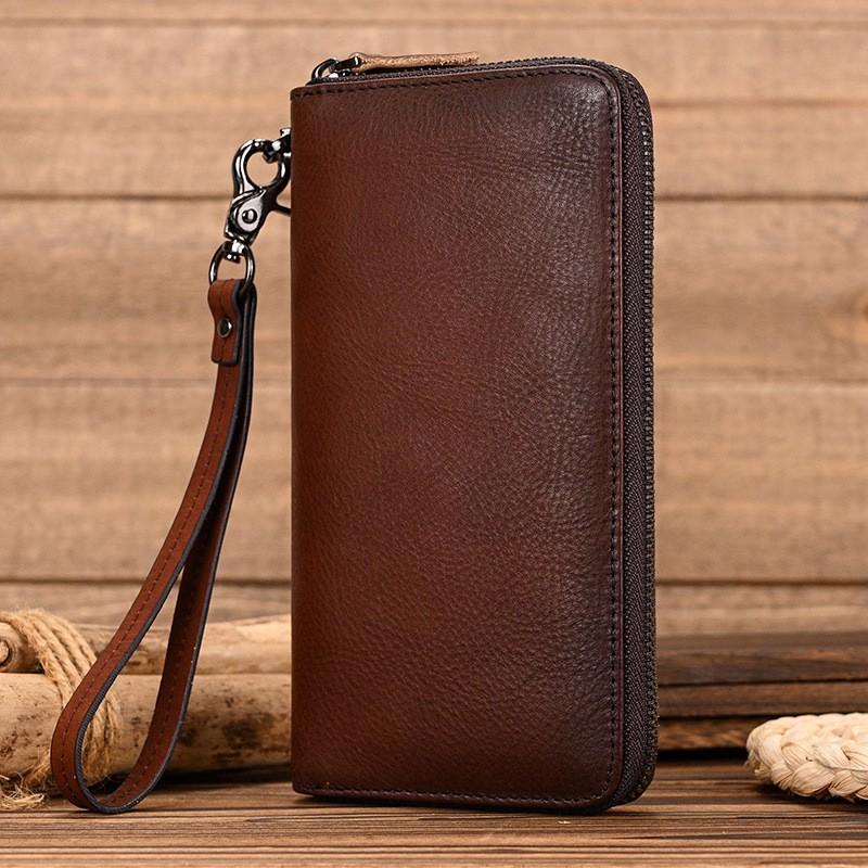 

Tree Cream Leather Retro Men s Long Wallet European American Handmade Color Wiping Multi Card Holder Handbag Casual Phone Bag