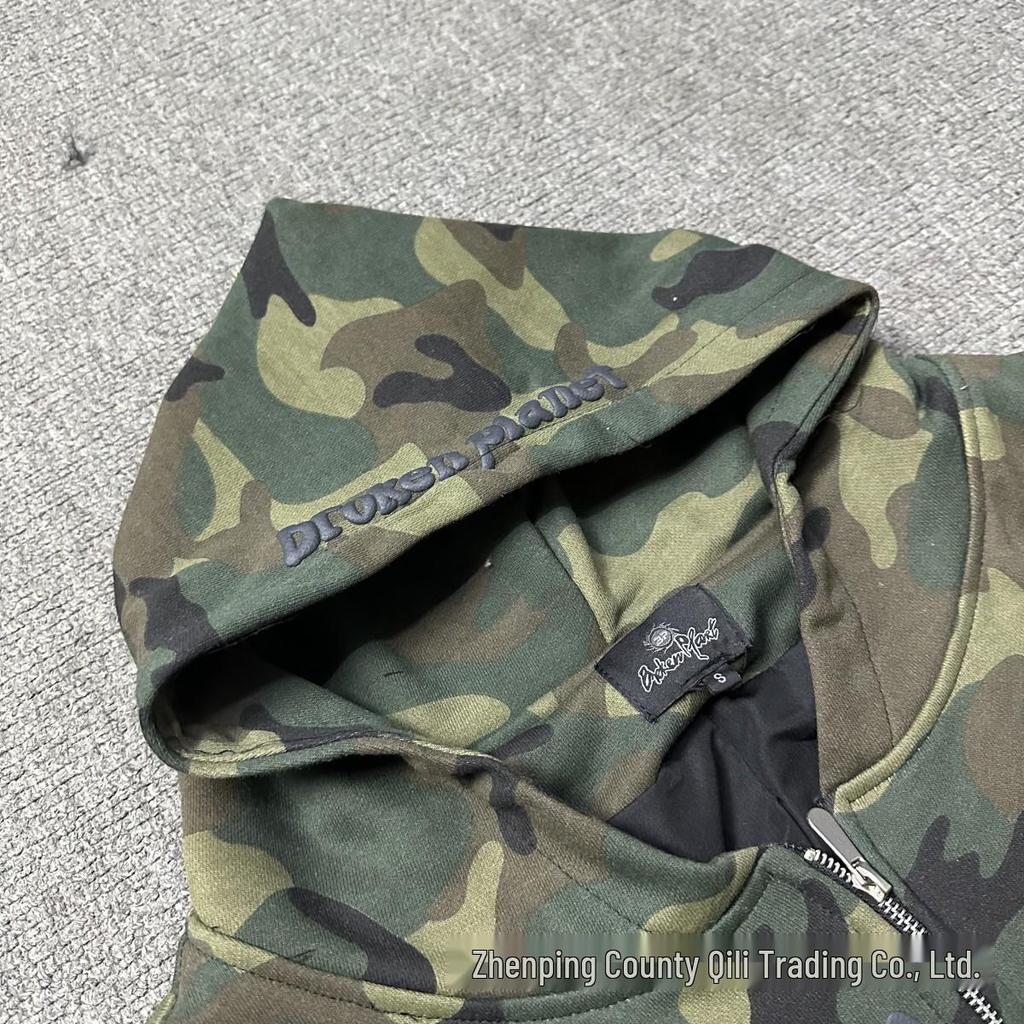 Americká trendy vícebarevná grafická dvouvrstvá kardiganová mikina