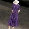 Lanseer 2026 Summer French Elegant Belted Pleated Print A-line Dress