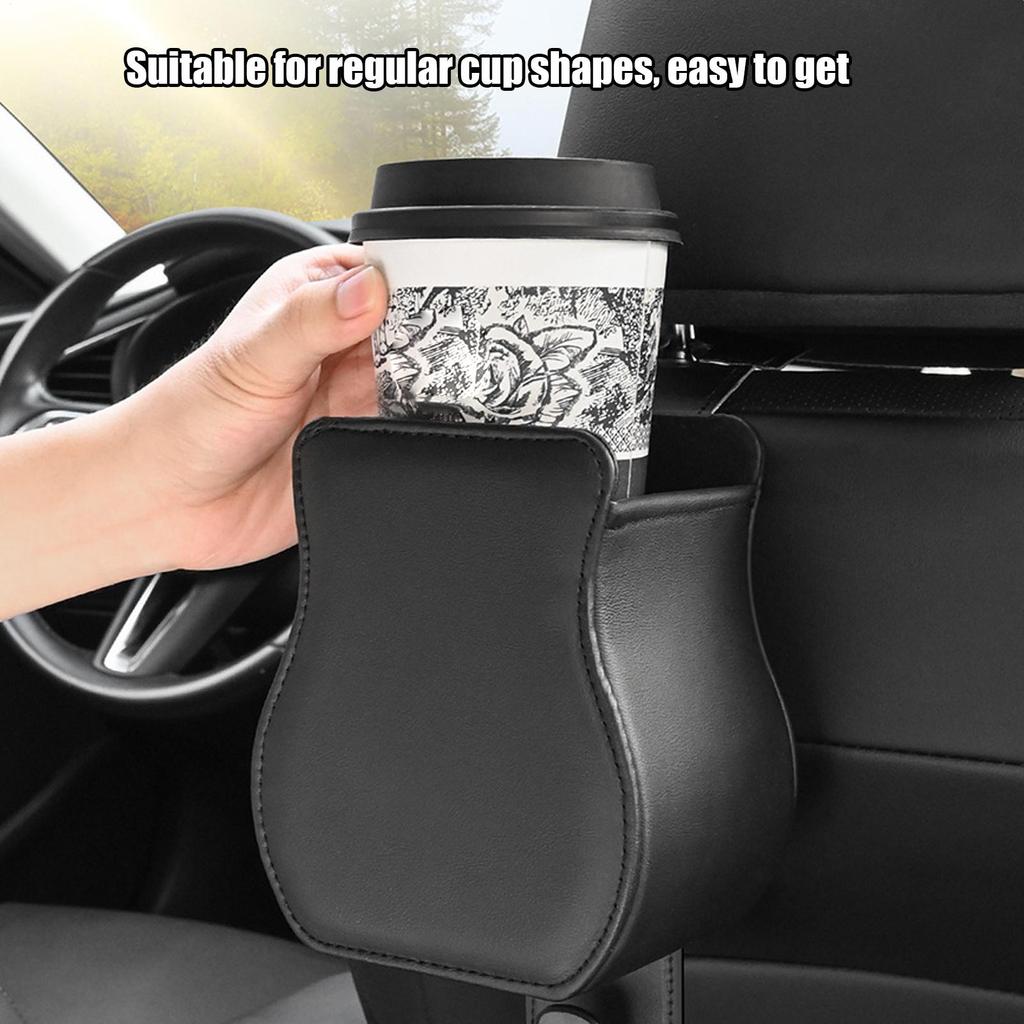 Drink Holder for Car Automotive Cup Holders Backseat Car Organizer Leather Box with Storage Hook for Auto Truck SUV Sedan RV