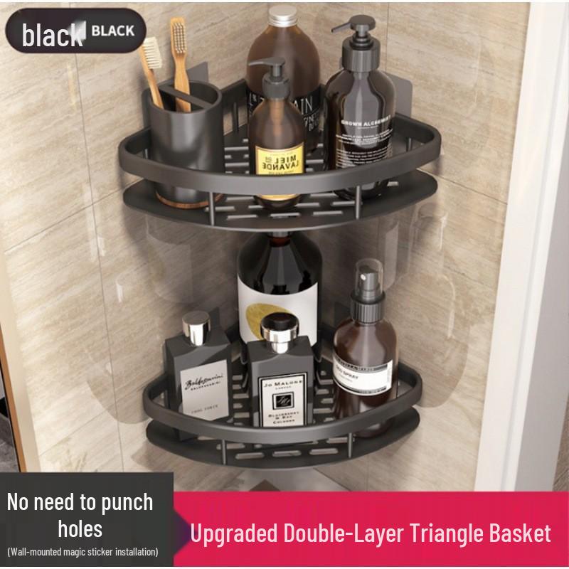 Aluminum No-Drill Corner Bathroom Shelf