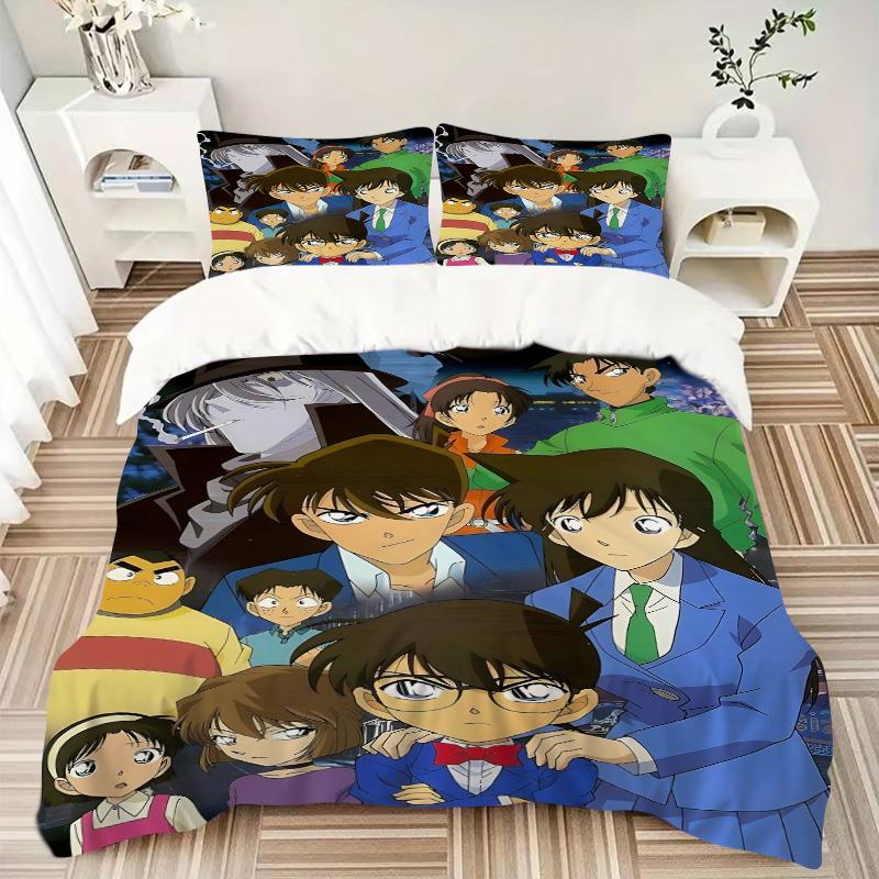 Detective Conan Mystery Print 3Pcs Bedding Setduvet Cover With 2 Bedropillowcase Home Birthday Gift