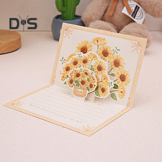 Pop-up blahopřání 3D květinová kytice Ručně vyrobená růže Slunečnice Tulipán Dárková karta ke Dni matek Výročí promoce