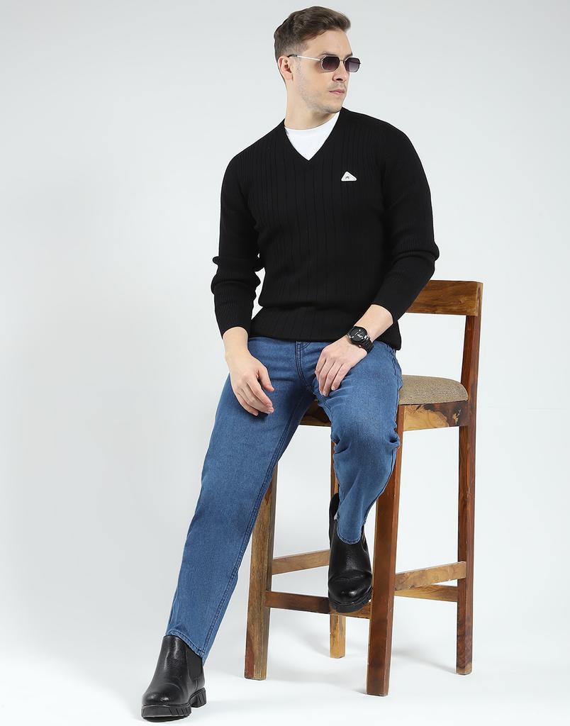 Monte Carlo Men's Wool Full Sleeves V Neck Sweater