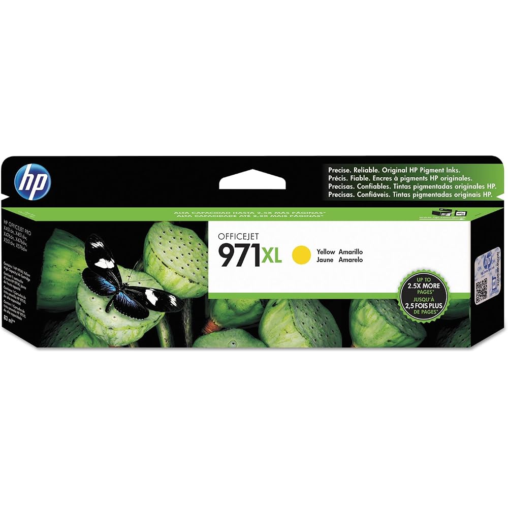 HP 971XL Yellow High Yield Original Ink Cartridge for HP Officejet Pro X451dn, X451dw, X476dn, X476dw, X551dw, X576dw