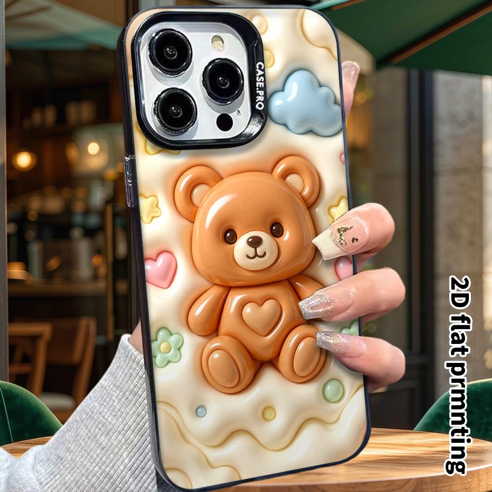 Phone Case: 2D flat design, suitable for iPhone 18, 17, 16, 15, 14, 13 Pro protective case, caramel brown little bear, perfect Christmas and Halloween