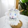 Stuffed Rabbit Doll Keyring Princess Pearl Dress Drooping Ear Rabbit Pendant  As Kids Gift