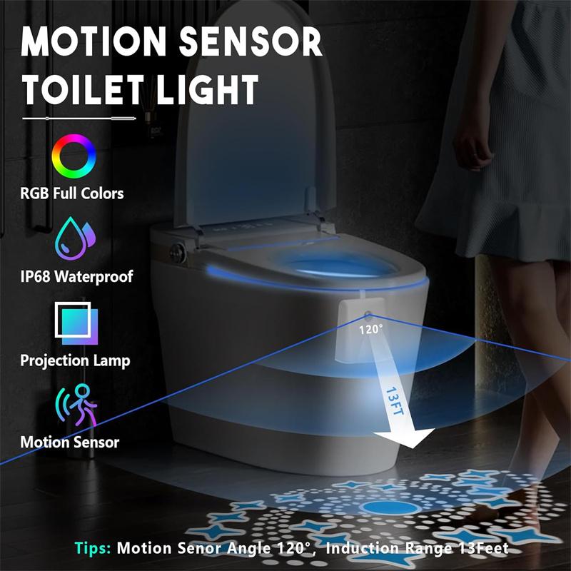 Toilet Nights Lights Changing Motion Sensor Activated Led Projection Nightlight Usb Rechargeable Toilet Bowl Light