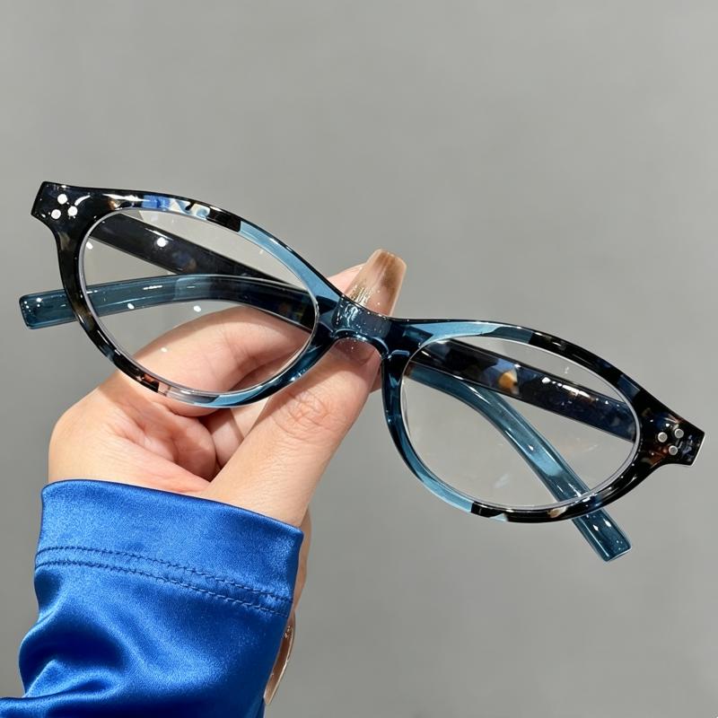 Stylish Women's Cat Eye Reading Glasses Men Classic Retro Far Sight Eyeglasses Flora Printed Ultralight Oval Frame Presbyopia