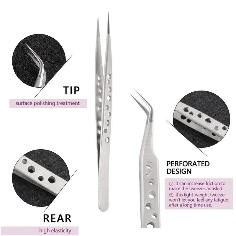 Eyelash Extension Specialized Tweezers Professional Anti-static Tweezer Stainless Steel Lashes Grafting Makeup Beauty Tools