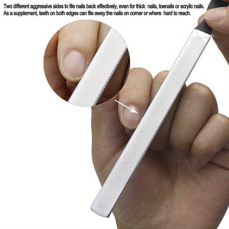 2pc S&L Premium Stainless Steel Nail Files, Four-Sided for Men & Women, Reusable Manicure Filer for Natural Nails