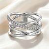A Copper-plated Silver Multi-layered Wrap-around Wide Ring Hollowed-out Fashion Design Ring Suitable for Daily Banquets, a Versatile Women's