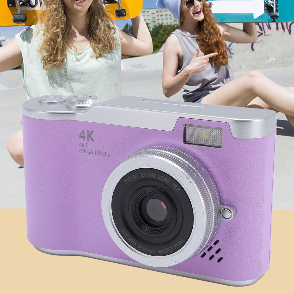 Digital Camera 4K 48MP 18x Zoom Auto   2.4 Inch Screen Built in Fill Light Compact Students Camera for Daily Travel