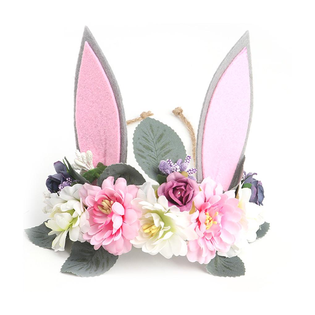 Headwear Garland Rabbit Ears Floral Flower Hair Accessories Baby Girl Headband