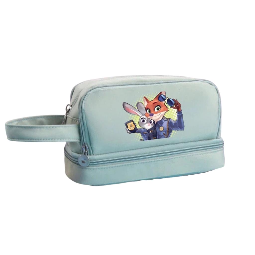 Cartoon Print Three-Layer Large Capacity Pencil Case, Student Stationery Storage Bag