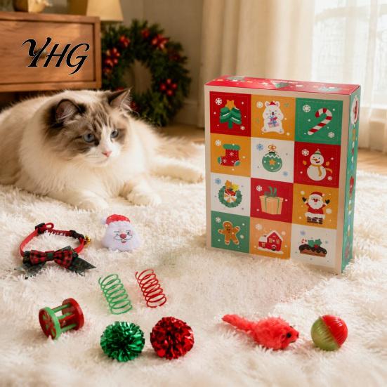 Holiday Pet Gift Box Christmas Cat Advent Calendar 2026, 12 Days Toys Set Countdown Enrichment with Interactive Mice, Balls, Plush Toys, Gifts