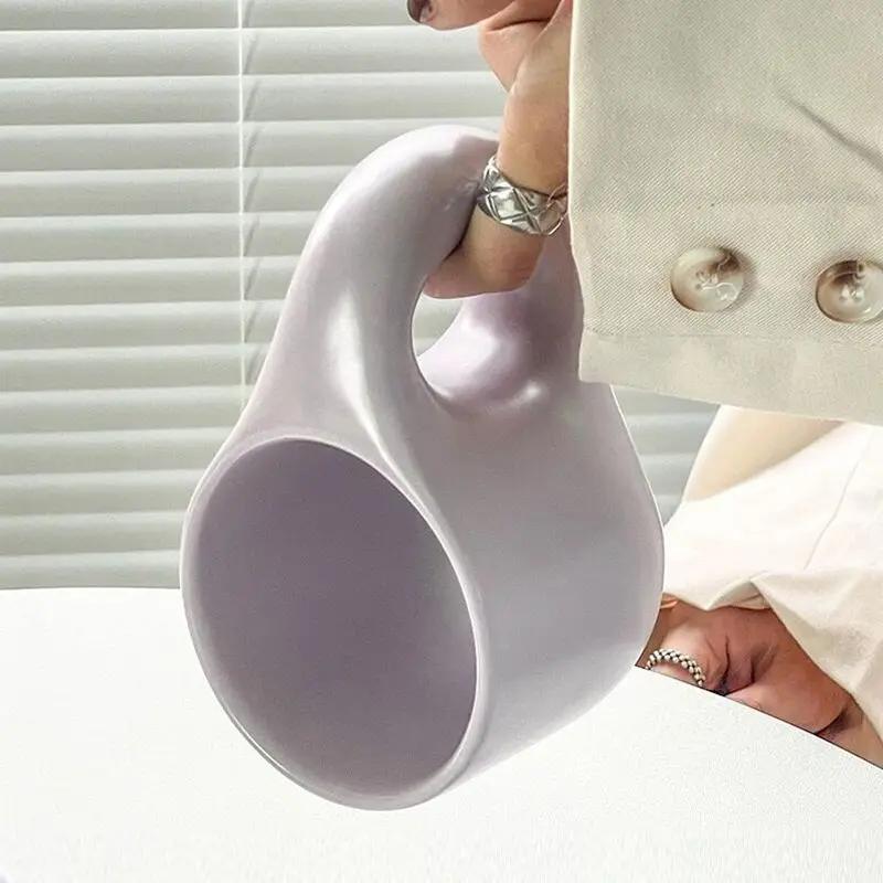 Taza de Leche Chubby y Juego de Platillo para Oficina y Hogar Apariencia Alta Nicho Taza de Café Gorda 9 Oz Taza de Café para Latte Té Leche Regalos