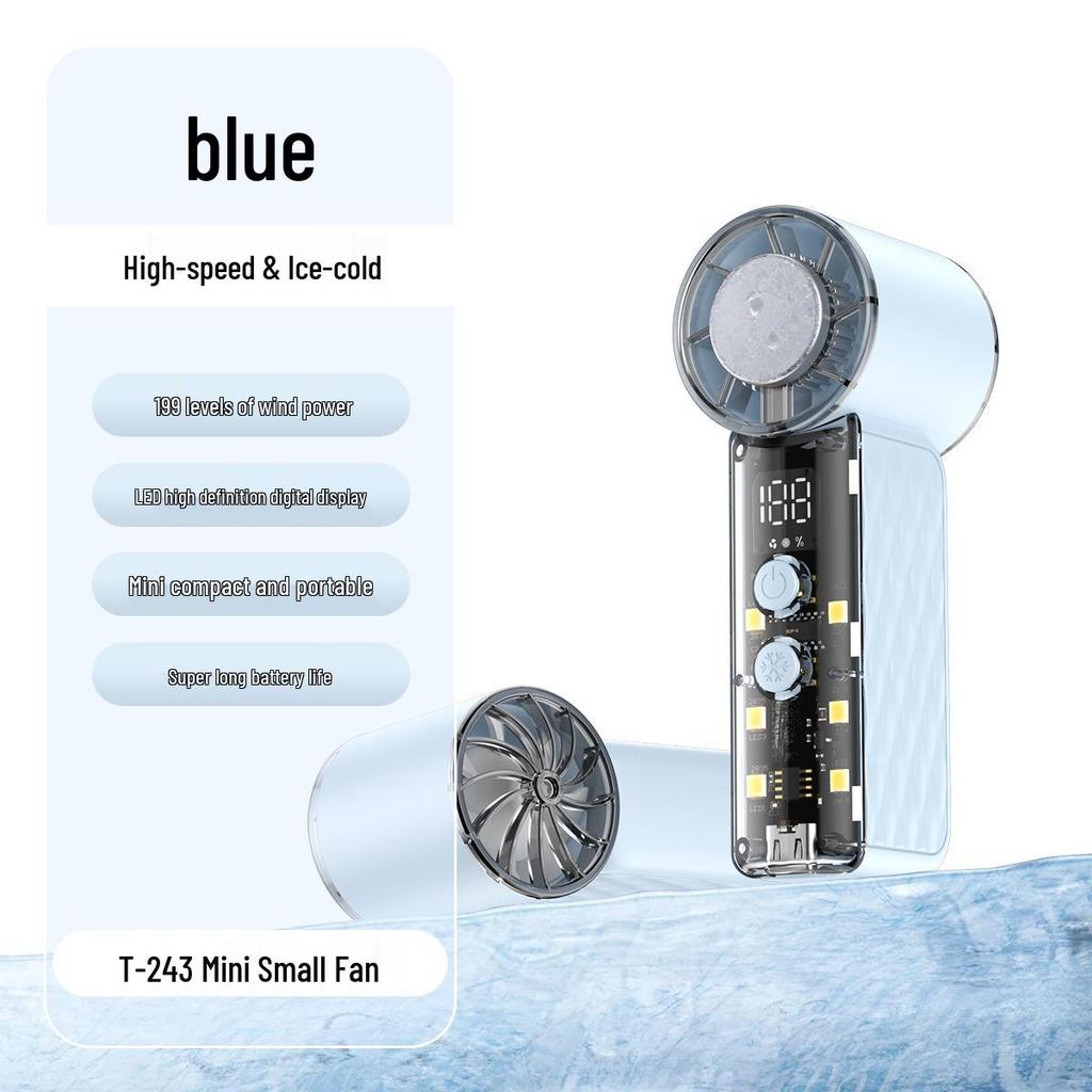 New T243 Macaron Color Portable Handheld Fan with Digital Display & Night Light