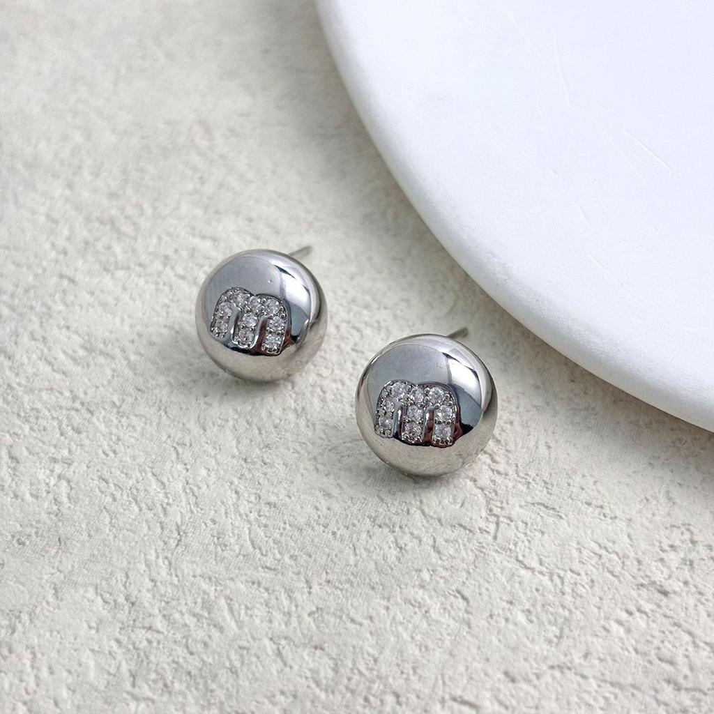 M Letter 18K Gold-Plated Zircon Earrings with Simple Luxury Style