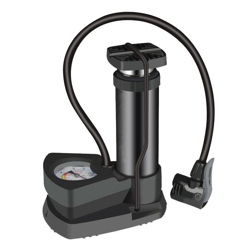 Portable High Pressure Bicycle Foot Pedal Pump with Gauge Quick Inflator Pump Electric Motorcycle Car Basketball Inflator