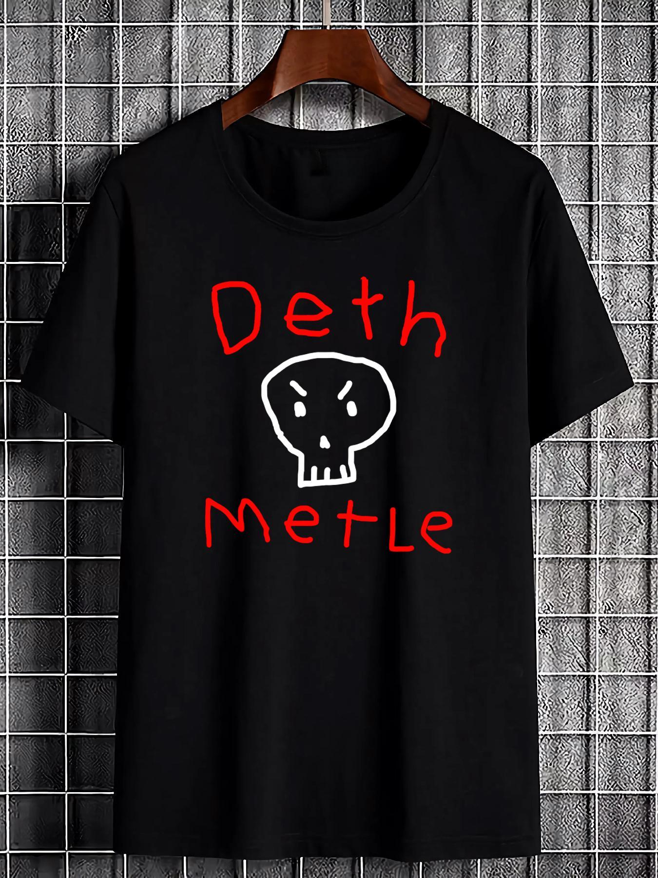 Унисекс Футболка с Графикой в Стиле Death Metal - С Изображением Черепа в Стиле Heavy Metal Emo и Дизайном Death Metal M