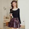 French Elegant Pleated Lace Long Sleeve T-Shirt