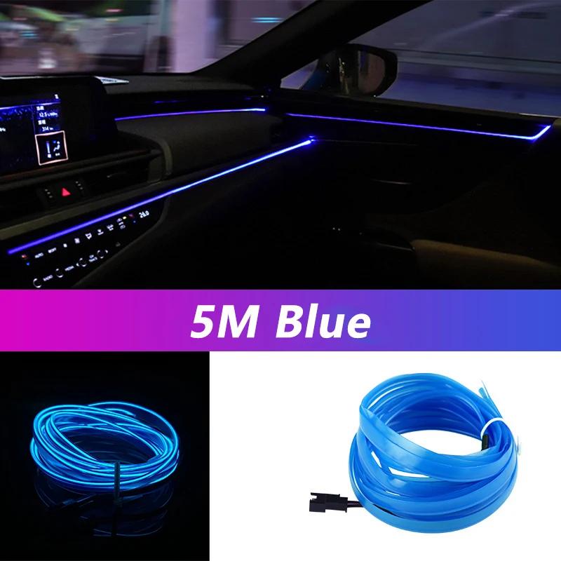 5M Car Interior LED Strip Lights - Flexible USB Powered Multi-Color Ambient Glow for DIY Auto Decoration & Party Atmosphere