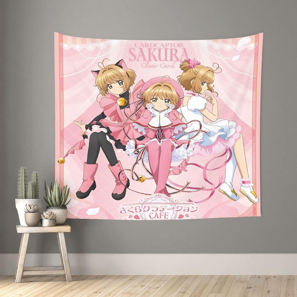 Anime Cardcaptor Sakura cutecore Tapestry Bedroom Decoration Wall Hanging Blanket Tapestry Cool Stuff For Room