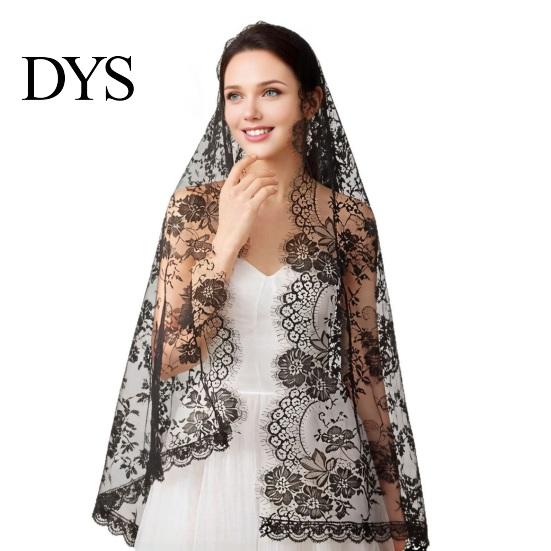 Elegant Lace Edge Veil High-Density Mesh Crisp Shape Bridal Head Accessory with Exquisite Binding Floral Edges Retro Look for Weddings Halloween