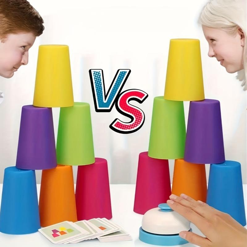 1 SET/54 Kart 12 Bardak 1 Sesli Oyun Seti Puzzle Yarışması Bardak Dizme Masa Oyunları Dizme Kule Oyunları, Noel Hediyeleri Etkileşimli Oyuncaklar