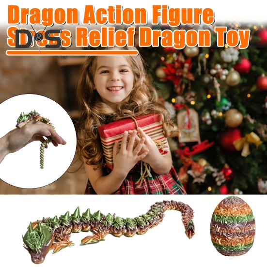 

3D-печатная фигурка яйца дракона, красочные подвижные соединения, шарнирная роза, модель дракона, игрушка, украшение для рабочего стола, подарки для детей и взрослых A