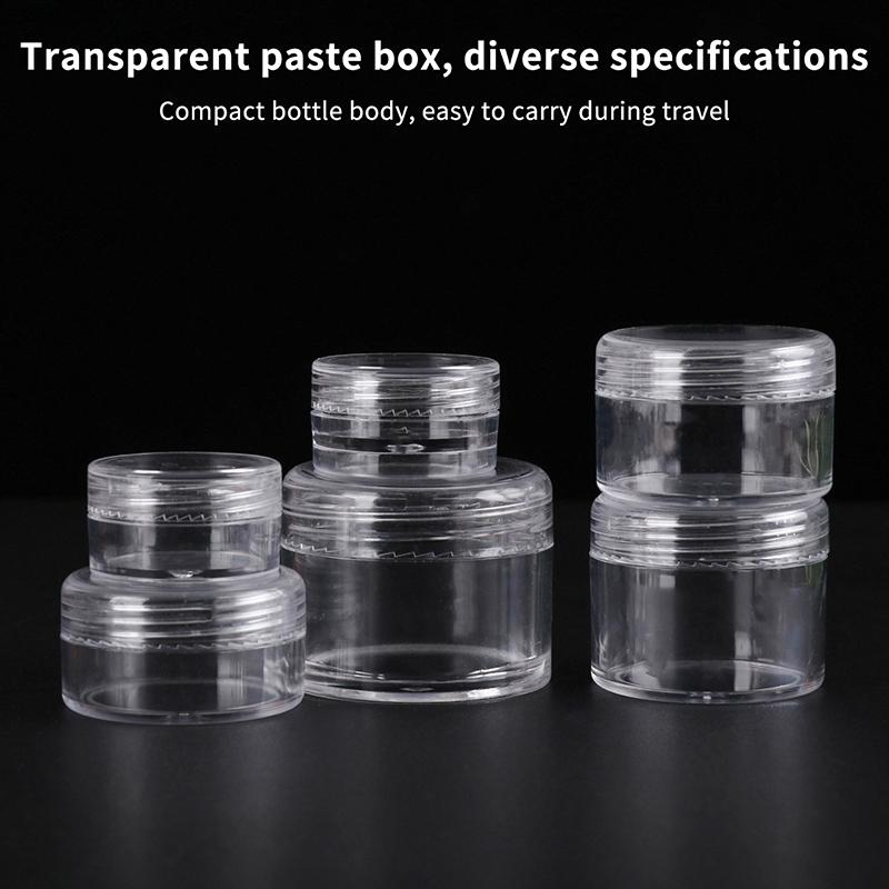 3G 5G 10G 15G 20G Cosmetic Cream Jar Empty Clear Eyeshadow Nail Glitter Lip Balm Container Makeup Sample Pot Bottle Plastic