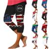 Women’s Elastic Waist Capri Leggings with 1776 and Flag Print Soft Stretchy Slim Fit Beach Pants for Summer Casual Wear