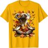 Meditating Koala Autumn Leaves Graphic Tee Men Women Casual Soft Cotton T-Shirt