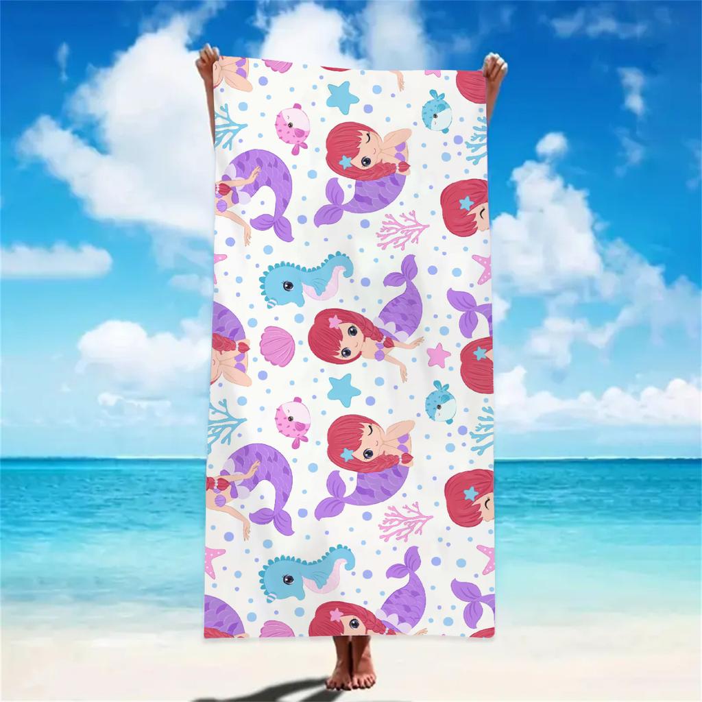 Cartoon Beach Towel Soft Bath Towels Absorbent Quick-Drying Yoga Swimming Outdoor Pool Towel Birthday Gift For Girls