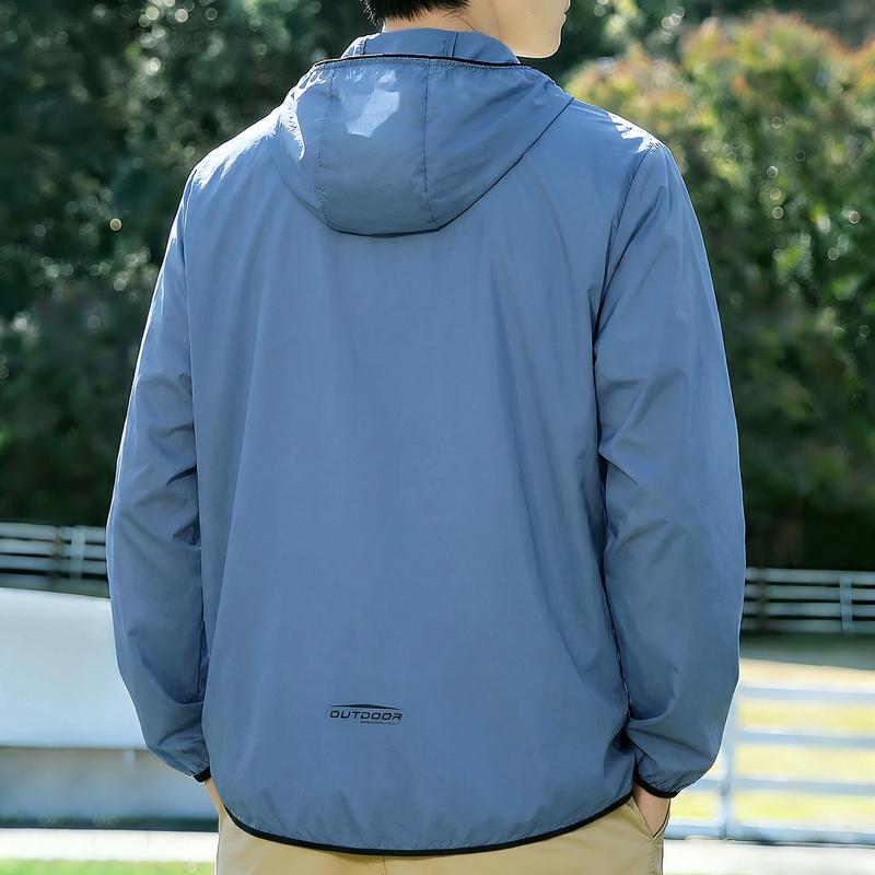 Plus Size Men's Breathable Sun Protection Hoodie, Elastic Fabric Casual Jacket (6XL-12XL)