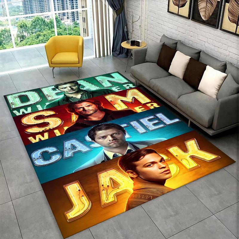 SPN Supernatural Dean Sam TV Carpet Rug for Playroom Bedroom Living Room Sofa Home Decor,kid Area Rug Non-slip Floor Mat Gift