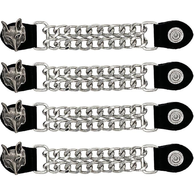 Motorcycle Vest Extenders For Men & Women - 4 PCS Leather Vest Extensions For Biker - Durable Double Chrome Cha
