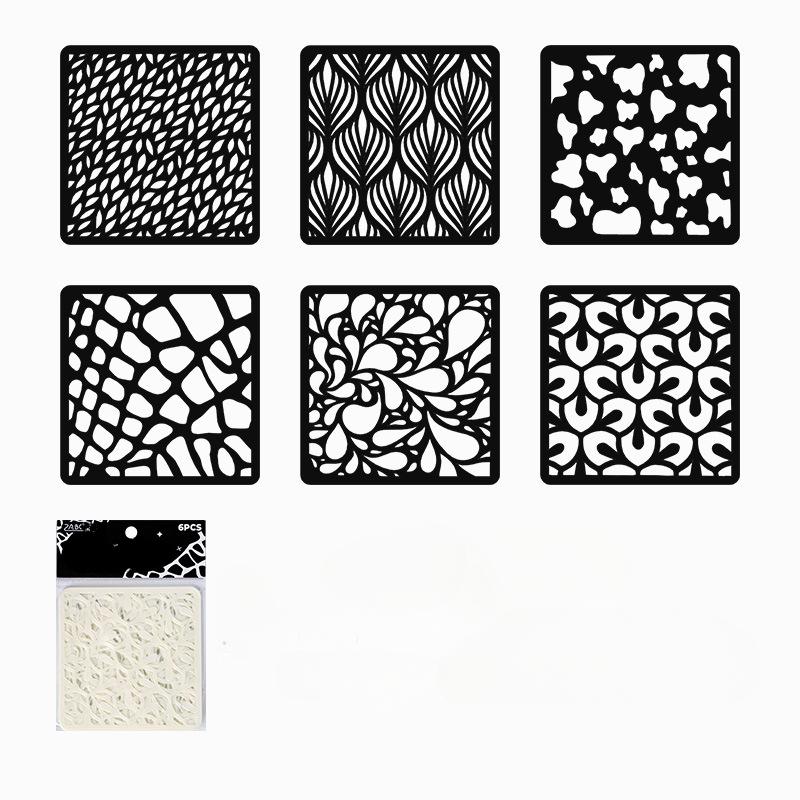 

6 шт./набор текстурных трафаретов для рисования трафаретов для рисования и декора волнистые цветочные трафареты с бабочками шаблоны школьных принадлежностей