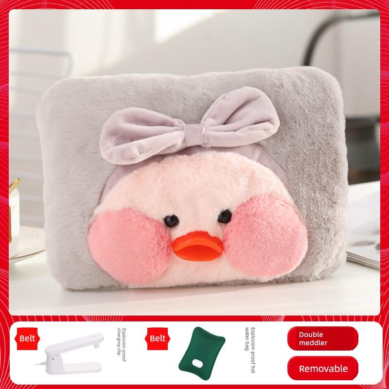 Rechargeable Hot Water Bag Removable and Washable Explosion-Proof Heating Pad for Girls Warm Belly Hand Warmer Plush Cute Cartoon Electric Heater