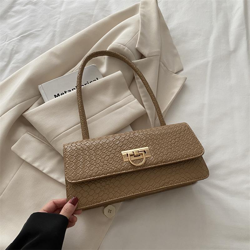 One Shoulder Underarm Handbag Bag Summer Large Capacity 2025 Foreign Style New Model Texture Lock Weave Women