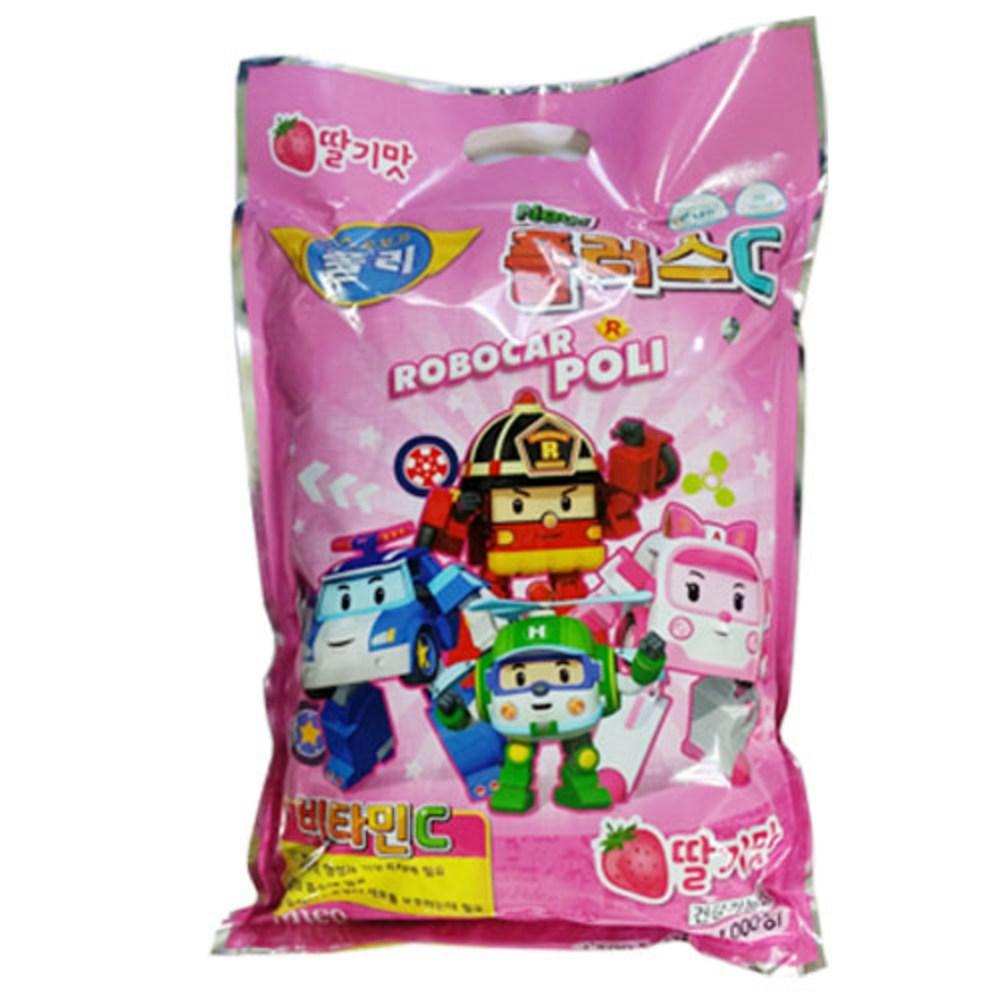 Robocar Poli Plus Vitamin C Strawberry Flavored Candy 1000 Tablets 1 pcs