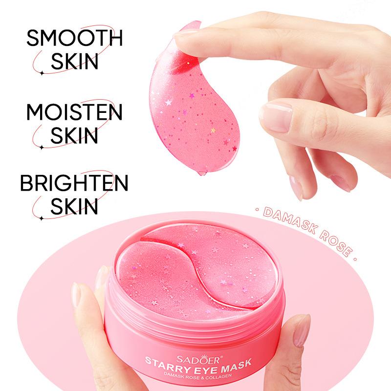 60pcs SADOER Rose Starry Collagen Eye Mask Anti Dark Circles Remove Eyes Bags Moisturizing Firming Eye Patches Eyes Skin Care