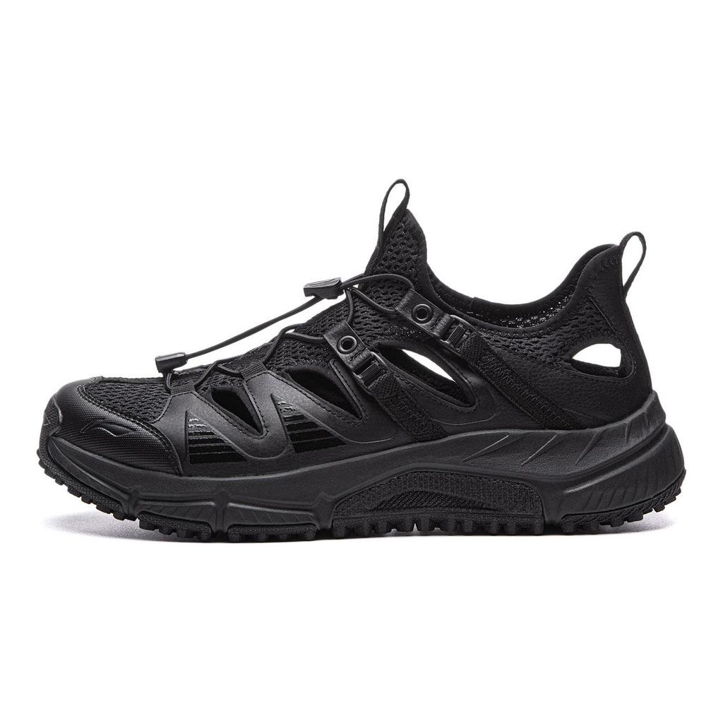 Li Ning Cushioning Slip Resistant Abrasion Resistant Support Lightweight Low Top Casual Running Shoes Men's Black ARSW121-2