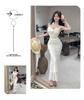 Elegant Noblewoman Mesh Splicing Camisole Dress - Sexy, Hip-Hugging Long Dress with Mature, Pure Desire Style