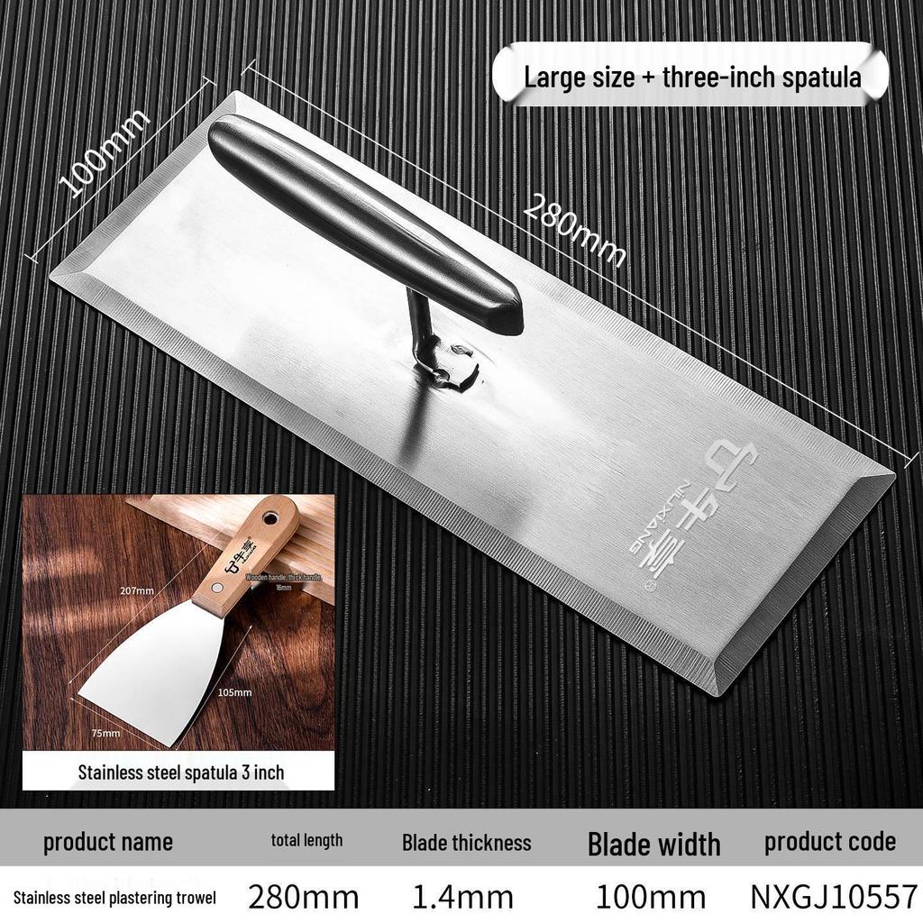 Stainless Steel Plastering Trowel and Putty Scraper Tool for Masonry and Wall Finishing